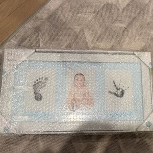 Baby Handprint and Footprint Keepsake Frame - Blue